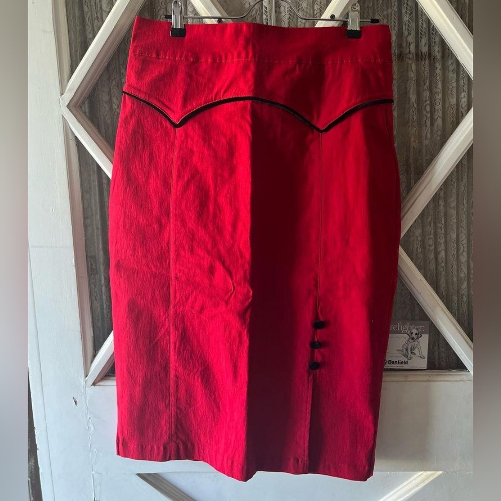 Red western pencil skirt